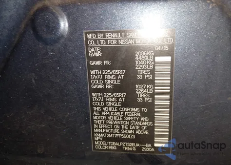 2015 Nissan Rogue S from USA, damaged, VIN KNMAT2MT7FP560173